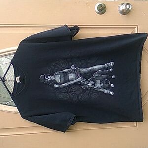 Day Of The Dead Tattoo Girl Pitbull Dog Graphic T-Shirt XL